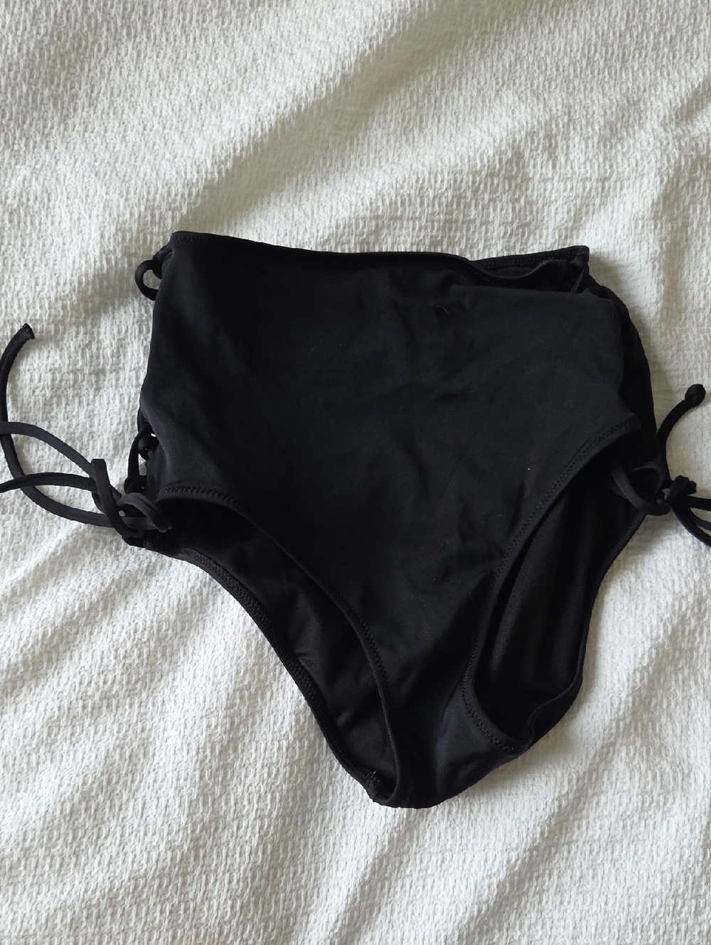 Victoria's Secret Black High-Waist Bikini Bottoms with Side Ties
